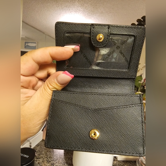 Michael Kors Black Leather Card Holder Wallet - Picture 6 of 7